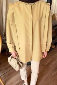 Vatka Detaylı Tesettür Gömlek Bej