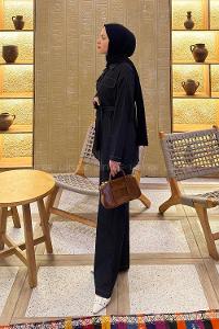 Dark Blue Shirt Collar Long Arm Denim Regular Trousers Denim Suit