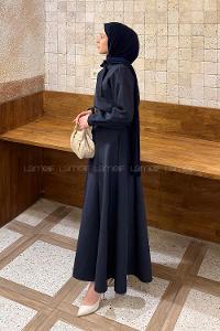 Lamelif Kravat Yaka Etekli Takım Lacivert