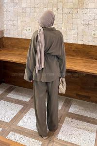 Lamelif Fermuarlı Modal Takım Haki