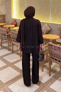 Lamelif Raşel Kimono Takım Acı Kahve