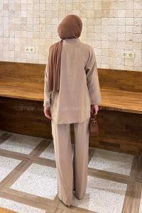 Soft Brown Shirt Collar Long Arm Tensel Regular Trousers Comfortable Suit