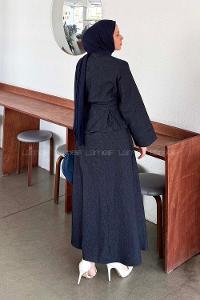 Lamelif Belden Pensli İkili Takım Kot Mavisi