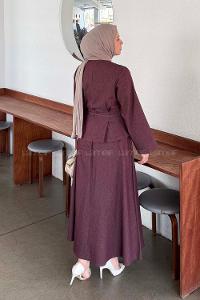 Lamelif Belden Pensli İkili Takım Mürdüm