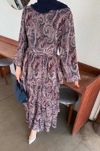 Claret Red Crew Neck Crepe Fabric Printed Dresess