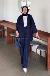 Lamelif Raşel Kimono Takım Lacivert
