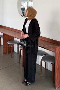 Lamelif Raşel Kimono Takım Siyah