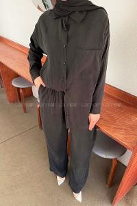 Lamelif Tensel Cep Detaylı Takım Siyah