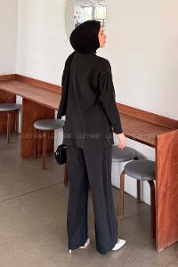 Lamelif Tensel Cep Detaylı Takım Siyah