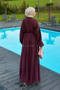 Plum Foulard Neck Unprinted Dresess