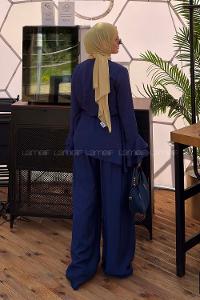 Lamelif Katlı Volanlı Takım Lacivert
