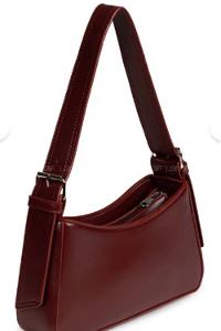 Lamelif Distressed Kol Çantası Kadın Parlak Bordo