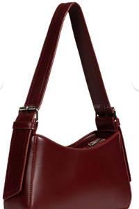 Lamelif Distressed Kol Çantası Kadın Parlak Bordo