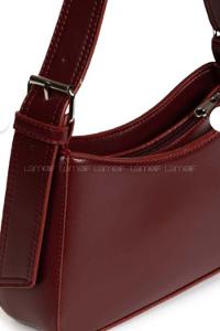 Lamelif Distressed Kol Çantası Kadın Parlak Bordo
