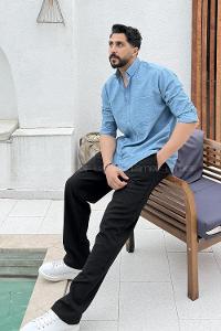 Lamelif Kraşlı Gömlek Mavi