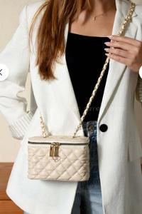 Lamelif Nakış Detaylı Kutu Model El & Omuz Çantası Kadın Krem