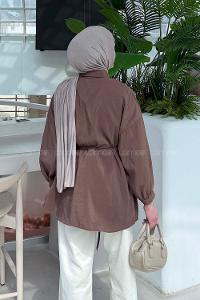 Lamelif Bağlamalı Gömlek Soft Kahve