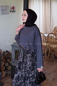 Lamelif Kol Armalı Sweatshirt Antrasit