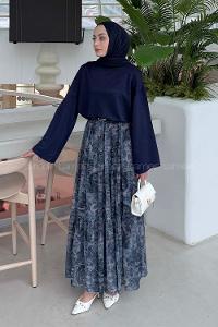 Lamelif Kol Armalı Sweatshirt Lacivert