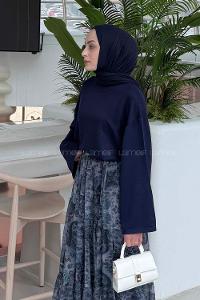 Lamelif Kol Armalı Sweatshirt Lacivert