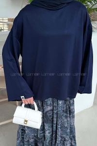 Lamelif Kol Armalı Sweatshirt Lacivert