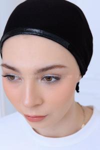 Lamelif Çift Likralı Silikonlu Bone Siyah