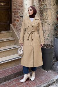 Stone Long Arm Polyester Trench Coat