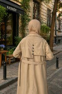 Stone Long Arm Polyester Trench Coat
