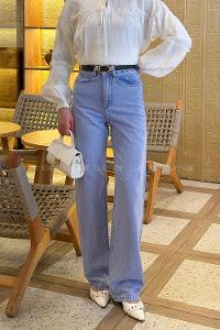 Lamelif Düz Kesim Jean Açık Mavi