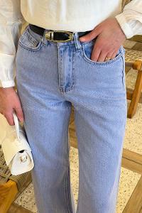 Lamelif Düz Kesim Jean Açık Mavi