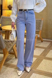 Lamelif Düz Kesim Jean Açık Mavi