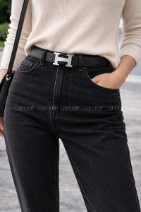 Black-1 Buckle Suni Deri Belt