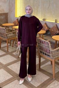 Lamelif Önü Dikişli Takım Mürdüm