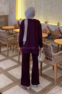 Lamelif Önü Dikişli Takım Mürdüm