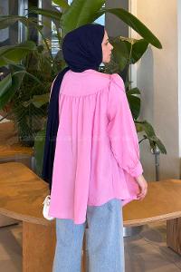 Lamelif Papyon Detaylı Tunik Pembe