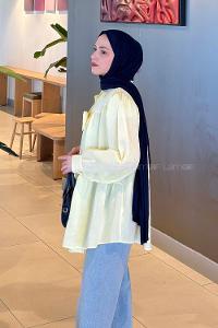 Lamelif Papyon Detaylı Tunik Sarı