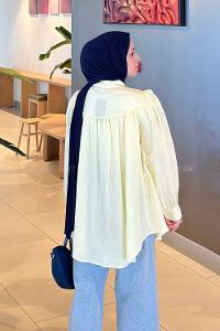 Lamelif Papyon Detaylı Tunik Sarı