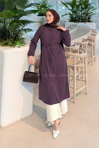 Plum Shirt Collar Cupra Tunic