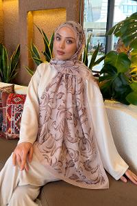 Lamelif Etnik Desen Ferah Şal Bej