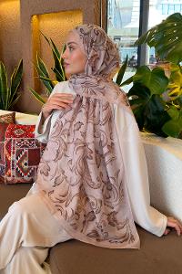 Lamelif Etnik Desen Ferah Şal Bej