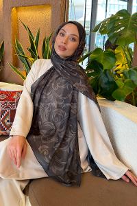 Lamelif Etnik Desen Ferah Şal Haki