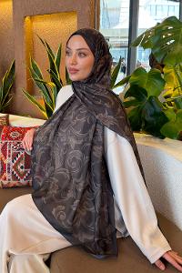 Lamelif Etnik Desen Ferah Şal Haki