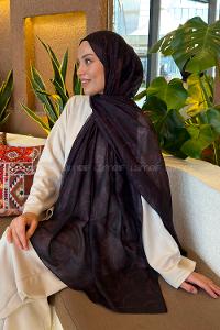 Lamelif Etnik Desen Ferah Şal Mürdüm