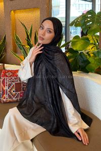 Lamelif Etnik Desen Ferah Şal Siyah