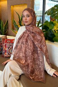 Lamelif Etnik Desen Ferah Şal Sütlü Kahve