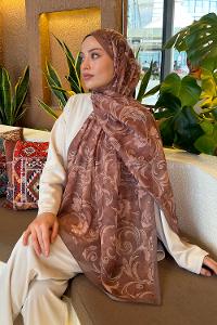 Lamelif Etnik Desen Ferah Şal Sütlü Kahve