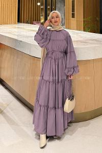 Eggplant Purple Crew Neck Viscose Fabric Dresess