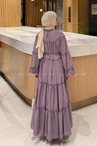 Eggplant Purple Crew Neck Viscose Fabric Dresess