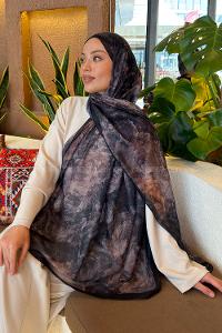 Lamelif Gül Çiçek Desen Ferah Şal Antrasit