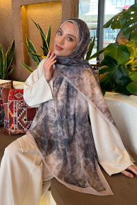 Lamelif Gül Çiçek Desen Ferah Şal Bej